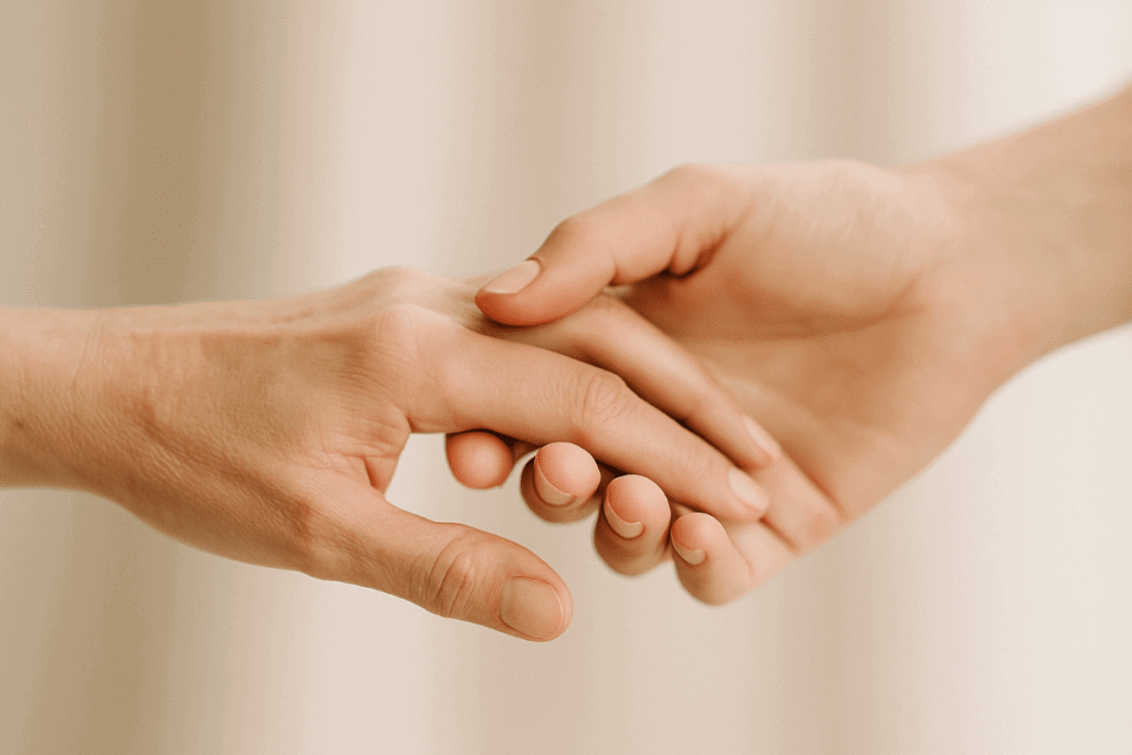 A gentle touch — a reminder that respect begins with seeing the humanity in each other.